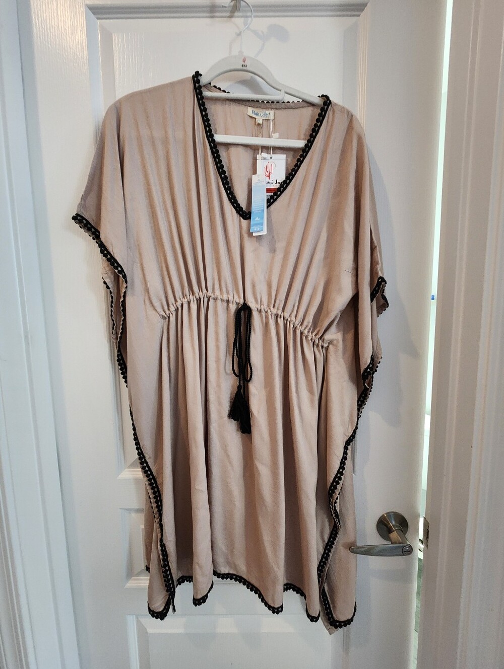 Tie Waist Swim Coverup In Tan